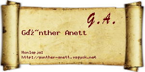 Günther Anett névjegykártya