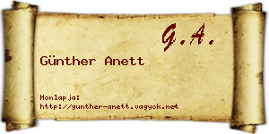 Günther Anett névjegykártya